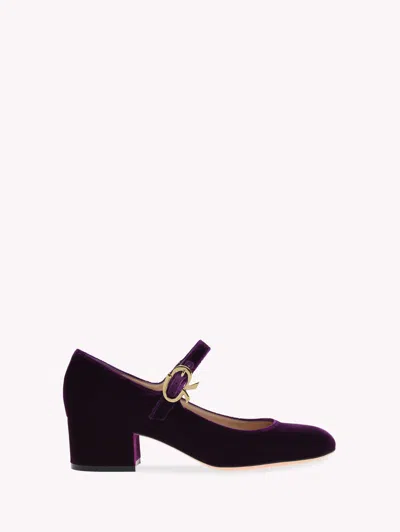 Gianvito Rossi Mary Ribbon 45mm Velvet Pumps In Purple