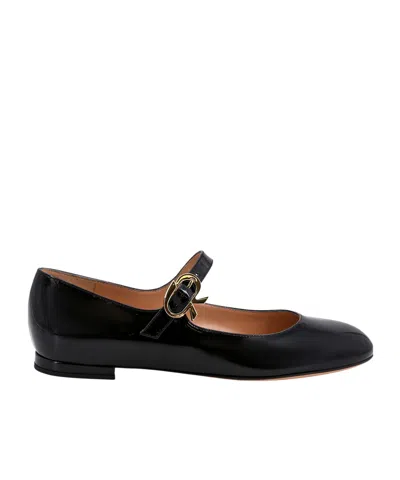 Gianvito Rossi Mary Ribbon Round-toe Ballerinas In Black