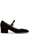 Gianvito Rossi Suede Block-heel Mary Jane Pumps