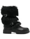 Gianvito Rossi Maverick Leather And Shearling Biker Boots In Black