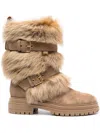 Gianvito Rossi Stivaletti Maverick Cammello In Pelle Scamosciata E Pelliccia Donna In Brown