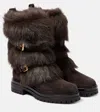 Gianvito Rossi Maverick Shearling-trimmed Suede Biker Boots In Brown