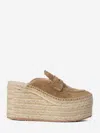 Gianvito Rossi Maxilla 105 Suede Espadrille Wedge Mules In Beige