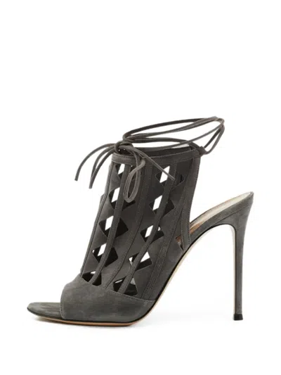 Pre-owned Gianvito Rossi Maxine Cut-out Heeled Sandals In Gray