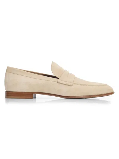 Gianvito Rossi Men's Full-grain Leather Penny Loafers In Nude