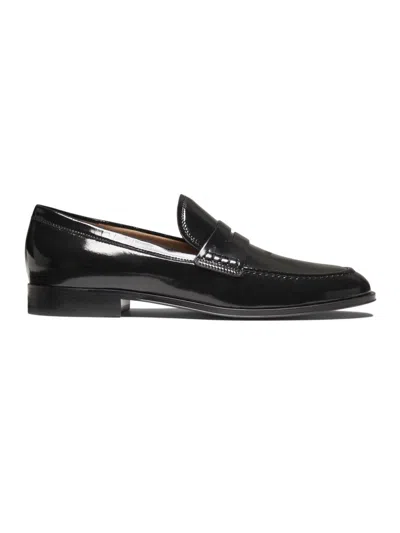 Gianvito Rossi Men's George Patent Leather Penny Loafers In Black