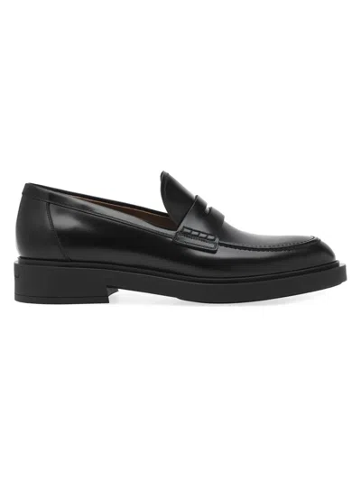 Gianvito Rossi Men's Harris Leather Penny Loafers In Black