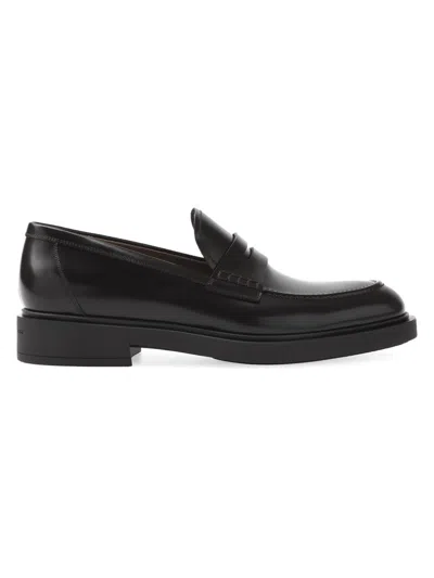 Gianvito Rossi Men's Harris Leather Penny Loafers In Black