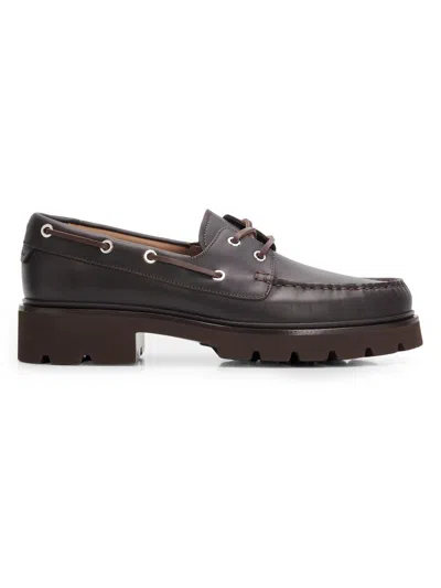 Gianvito Rossi Men's Leather Boat Shoes In Brown