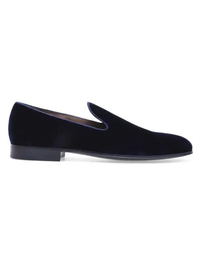 Gianvito Rossi Men's Satin Velvet Loafers In Blue