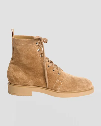 Gianvito Rossi Men's Suede Lace-up Boots In Camel