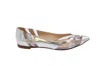 GIANVITO ROSSI MEPARTA POINTED TOE FLATS IN SILVER PATENT