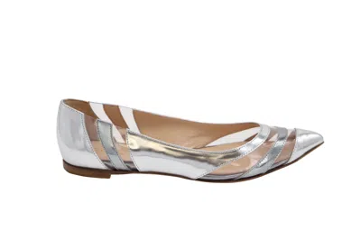 Gianvito Rossi Meparta Pointed Toe Flats In Silver Patent