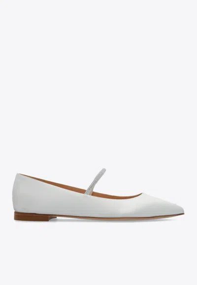 Gianvito Rossi Pointed-toe Flat Ballerina Shoes In White