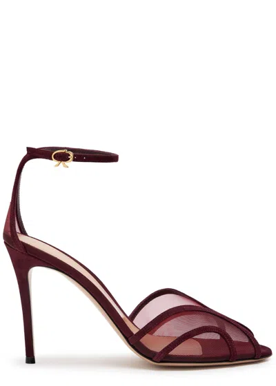 Gianvito Rossi Mesh And Suede Sandals In Burgundy