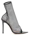 Gianvito Rossi Mesh-design Pointed-toe Boots In Black