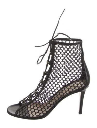 Pre-owned Gianvito Rossi Mesh Gladiator Sandals In Black