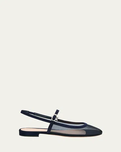 Gianvito Rossi Mesh Mary Jane Ballerina Flats