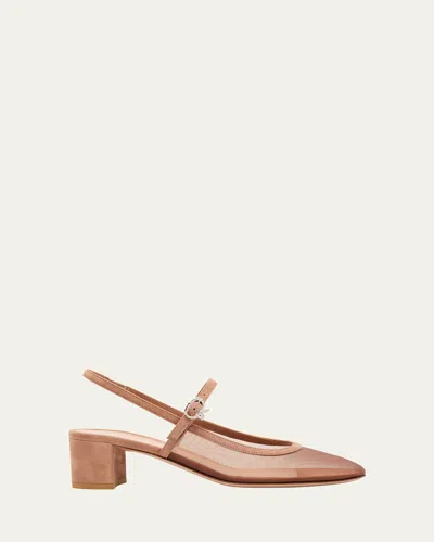 Gianvito Rossi Mesh Mary Jane Ballerina Pumps In Black