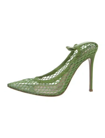 Pre-owned Gianvito Rossi Mesh Mules In Green