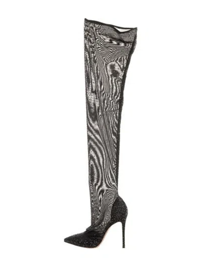 Pre-owned Gianvito Rossi Mesh Patterned Boots In Black
