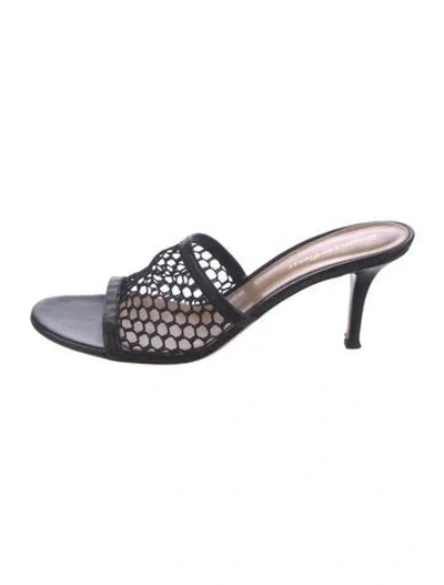 Pre-owned Gianvito Rossi Mesh Slides In Black