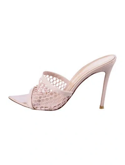 Pre-owned Gianvito Rossi Mesh Slides In Pink