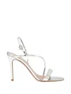 Gianvito Rossi Silver Solid Open Round Toe Heels In Silver