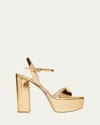 Gianvito Rossi Metallic Ankle-strap Platform Sandals In Mekong