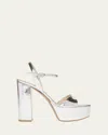Gianvito Rossi Metallic Ankle-strap Platform Sandals In Silver