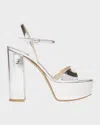 Gianvito Rossi Metallic Ankle-strap Platform Sandals In Silver