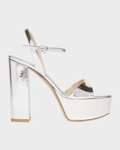 Gianvito Rossi Metallic Ankle-strap Platform Sandals In Silver