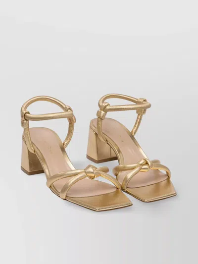Gianvito Rossi Metallic Block Heel Sandals With Knotted Detail In Gold