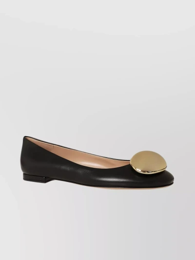 GIANVITO ROSSI METALLIC CAP ROUND BALLERINA SHOES