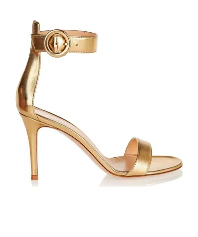 Gianvito Rossi Metallic-effect 90mm Heeled Sandals In Nude