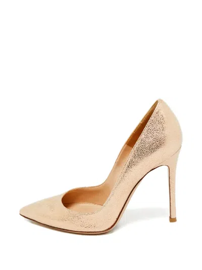 Pre-owned Gianvito Rossi Metallic-effect Pointed-toe Pumps In Gold