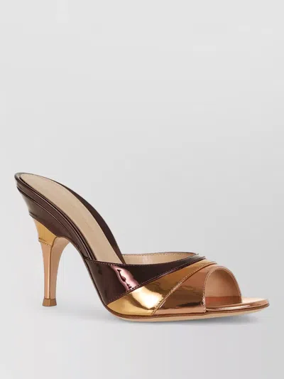 Gianvito Rossi Metallic Finish Stiletto Heel Open Back Mules In Brown