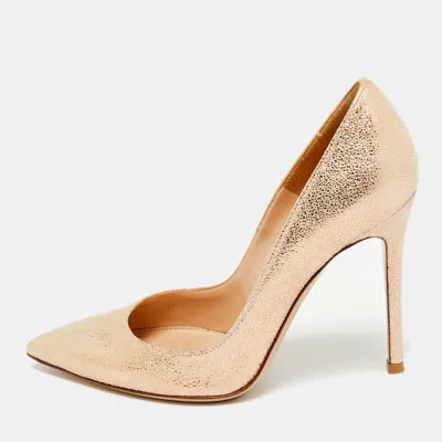Gianvito Rossi Metallic Gold Suede Pointed Toe Pumps