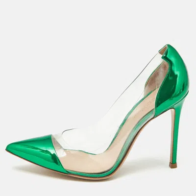 Pre-owned Gianvito Rossi Metallic Green Leather And Pvc Plexi Pumps Size 38.5