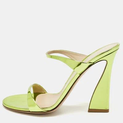 Pre-owned Gianvito Rossi Metallic Green Leather Aura Sandals Size 40