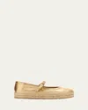 Gianvito Rossi Metallic Leather Mary Jane Espadrilles In Gold