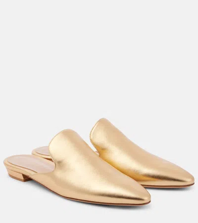 Gianvito Rossi Metallic Leather Mules In Gold