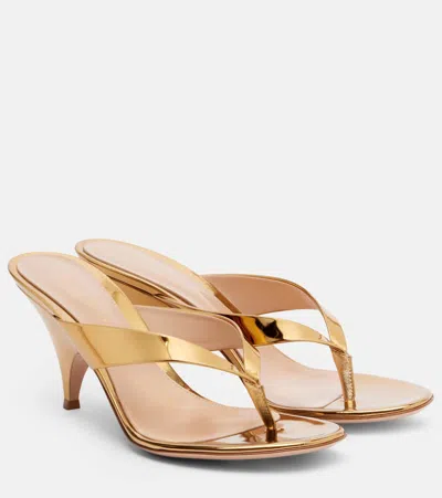Gianvito Rossi 70 Mirrored-leather Sandals In Gold