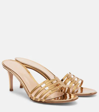 Gianvito Rossi Metallic Leather Mules In Gold