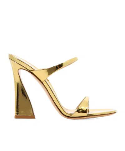 Gianvito Rossi Metallic Leather Mules In Gold