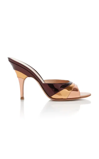 Gianvito Rossi Metallic Finish Stiletto Heel Open Back Mules In Brown