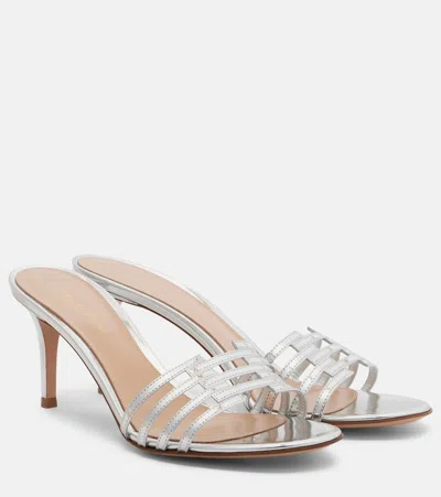 Gianvito Rossi Metallic Leather Sandals In Silver