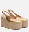 Gianvito Rossi Metallic Leather Platform Espadrilles In Gold