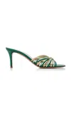 Gianvito Rossi 70 Logo-embellished Metallic Leather Mules In Green