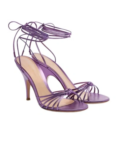 Gianvito Rossi Metallic Leather Sandals In Purple